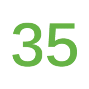 A green number 35 on a white background