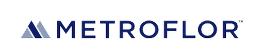 MetroFlor logo with blue mountain icon and navy text on white background