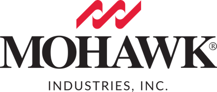 Mohawk Industries, Inc. logo with black text and red emblem on white background