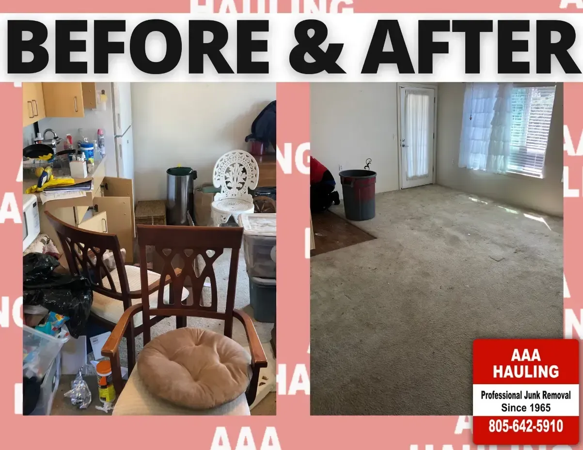 A before and after photo for aaa hauling home cleanout