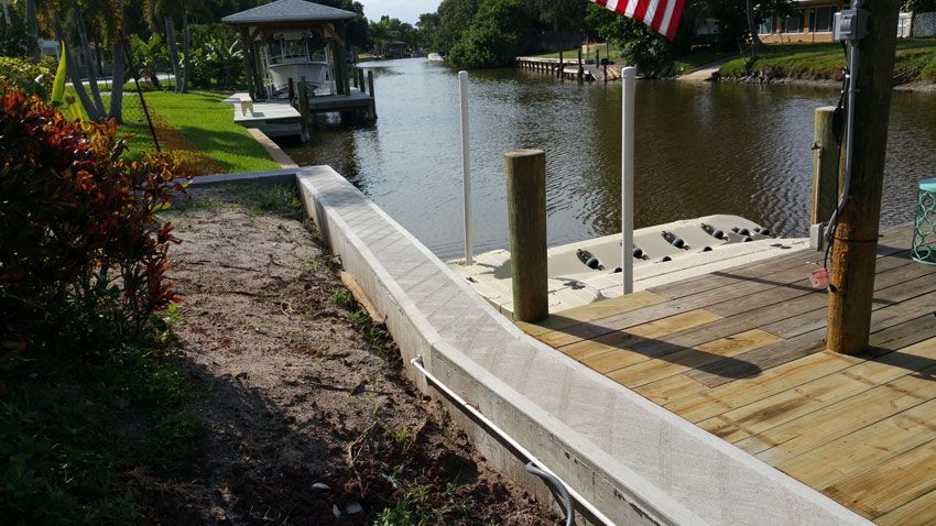 Vinyl Seawall Near Dock — Cocoa Beach, FL — Darrell’s Docks