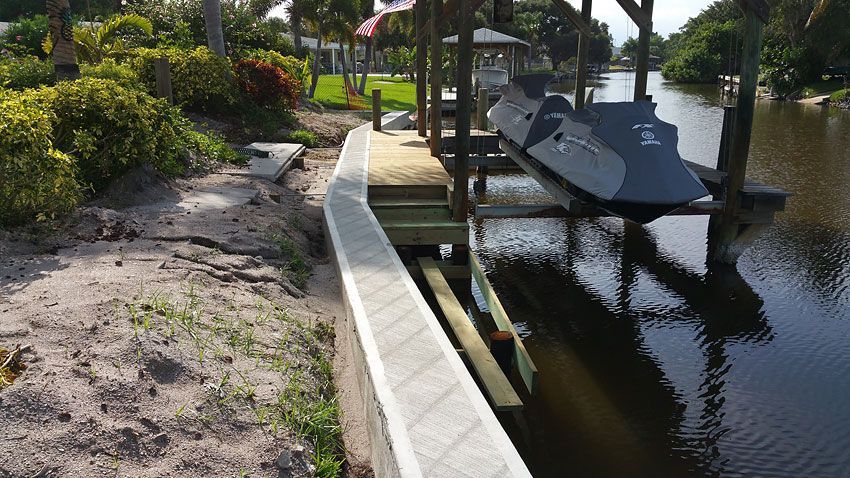Vinyl Seawall Near Boat-lifts — Cocoa Beach, FL — Darrell’s Docks