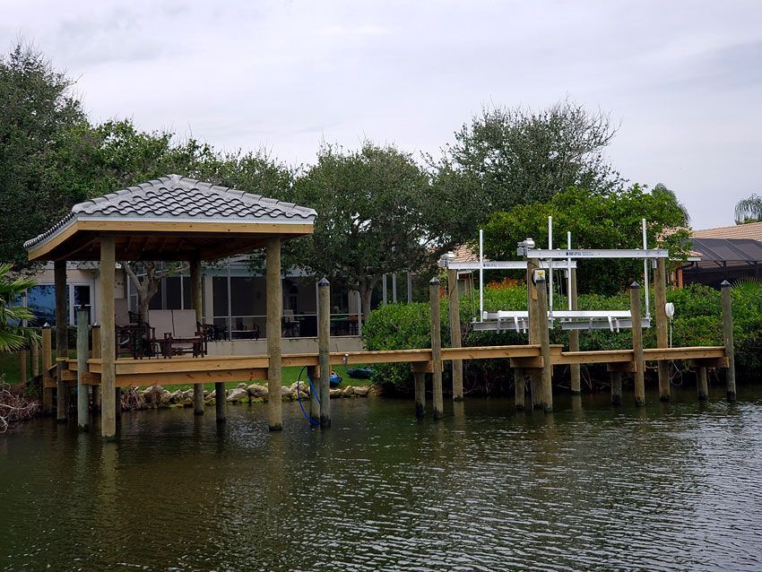 Dock With Boat Lift — Cocoa Beach, FL — Darrell’s Docks