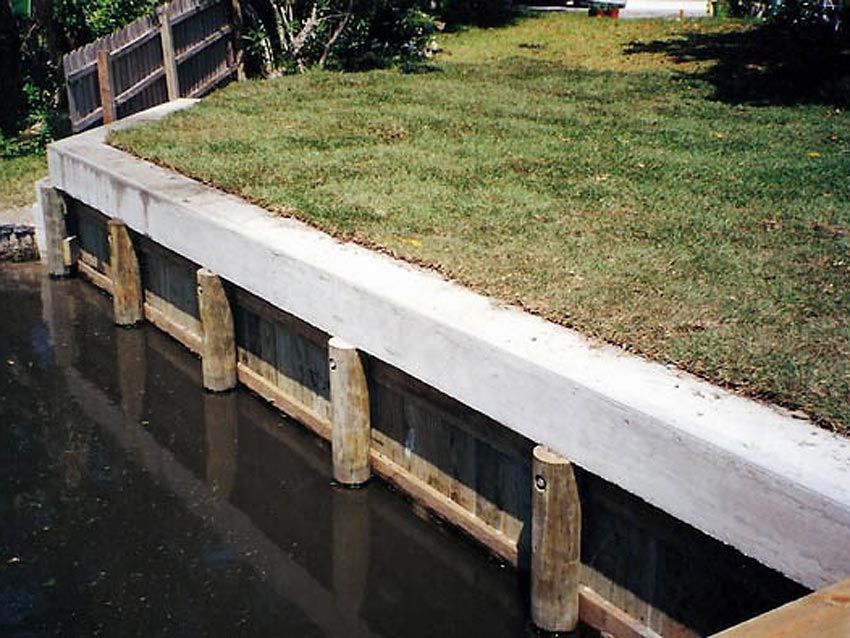 Seawall During Construction — Cocoa Beach, FL — Darrell’s Docks
