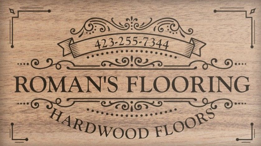 A logo for roman 's flooring hardwood floors