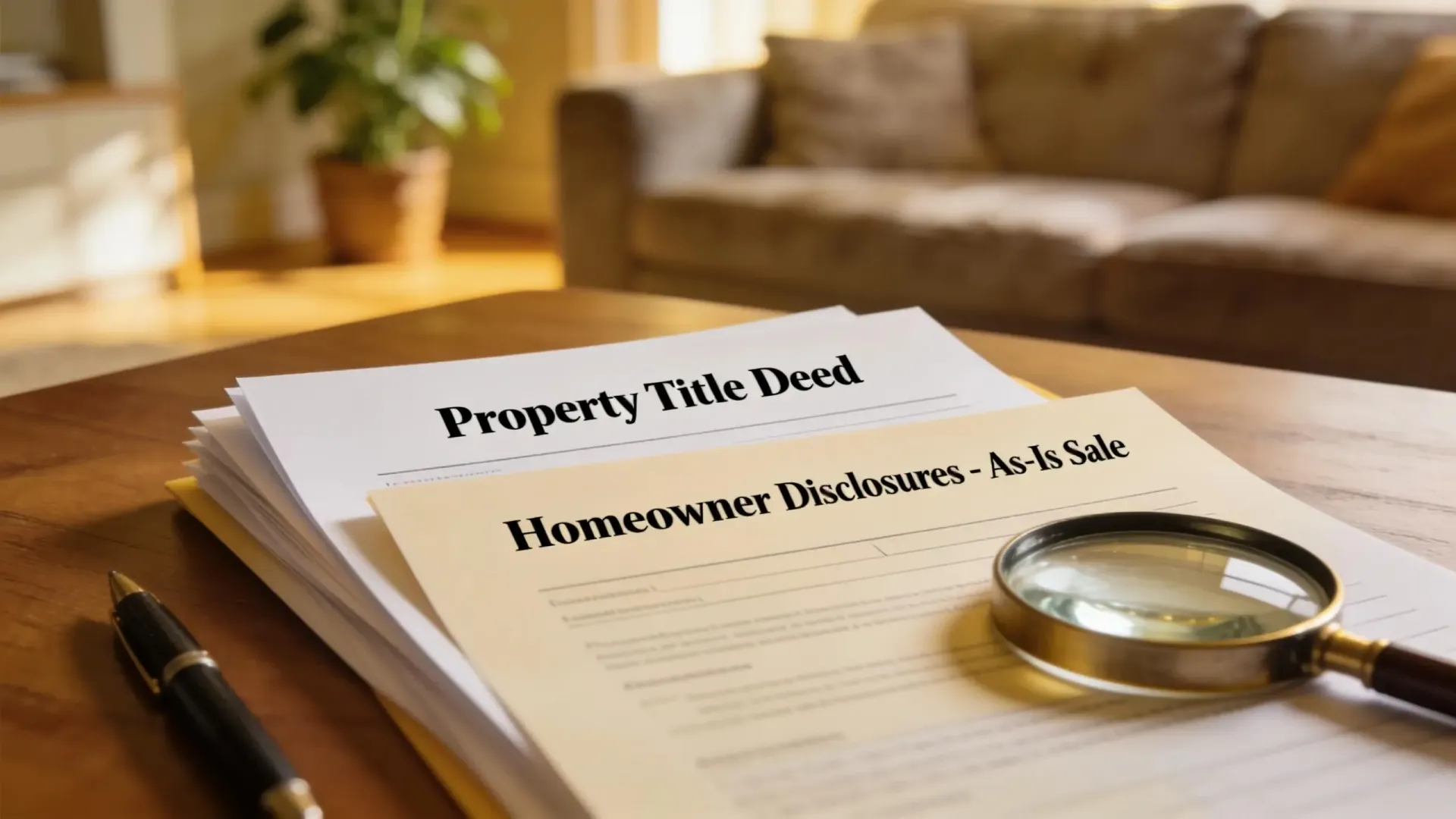 Homeowner disclosures and property title deed document for an as-is real estate sale in Pierce County
