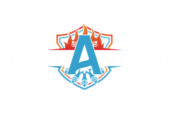 A logo featuring a large, light-blue letter 