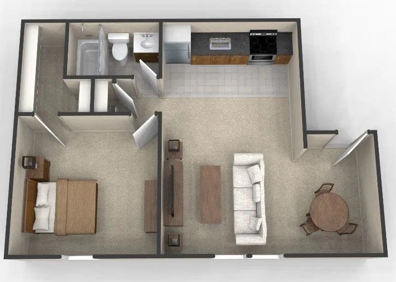 An aerial view of a floor plan of a house