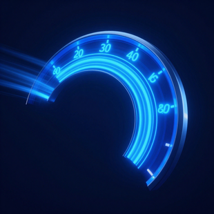 Website speed optimization gauge representing faster website performance