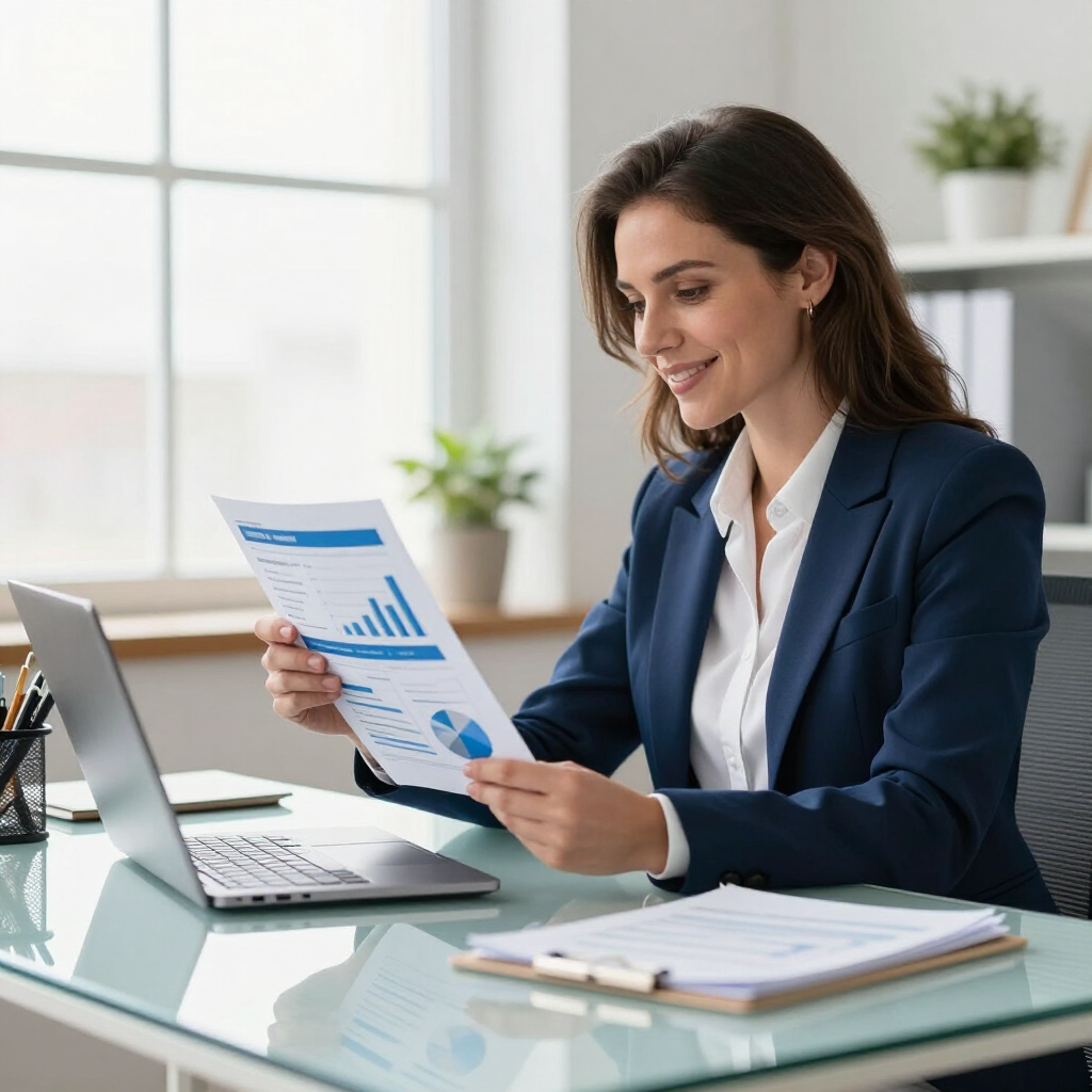 A business owner reviewing her customized, free technical SEO and DNS performance report to stop leaking leads.