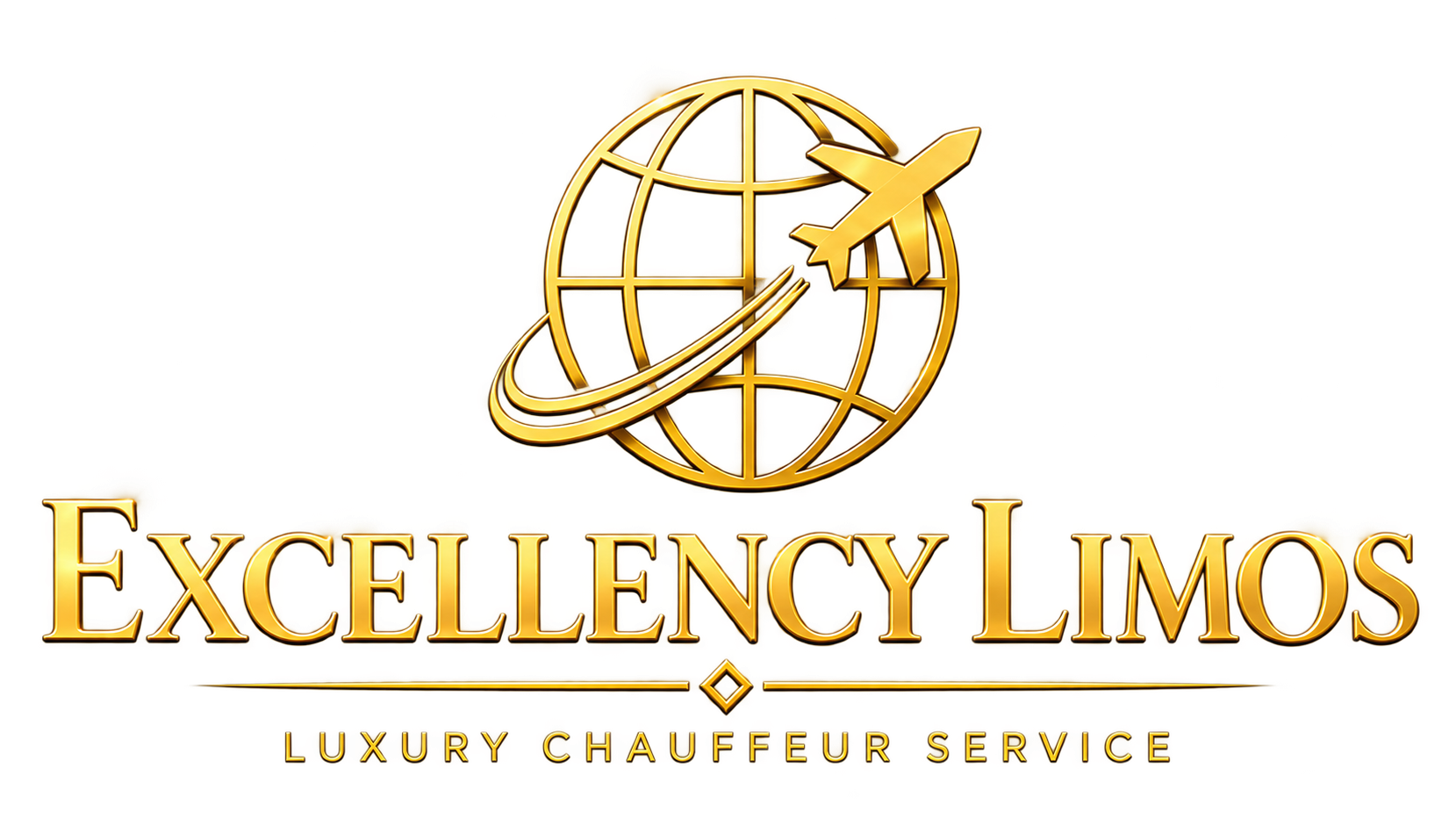 A logo for excellence limousines with a gold shield