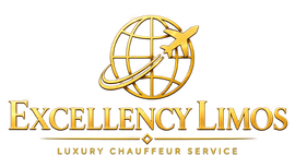 A logo for excellence limousines with a gold shield