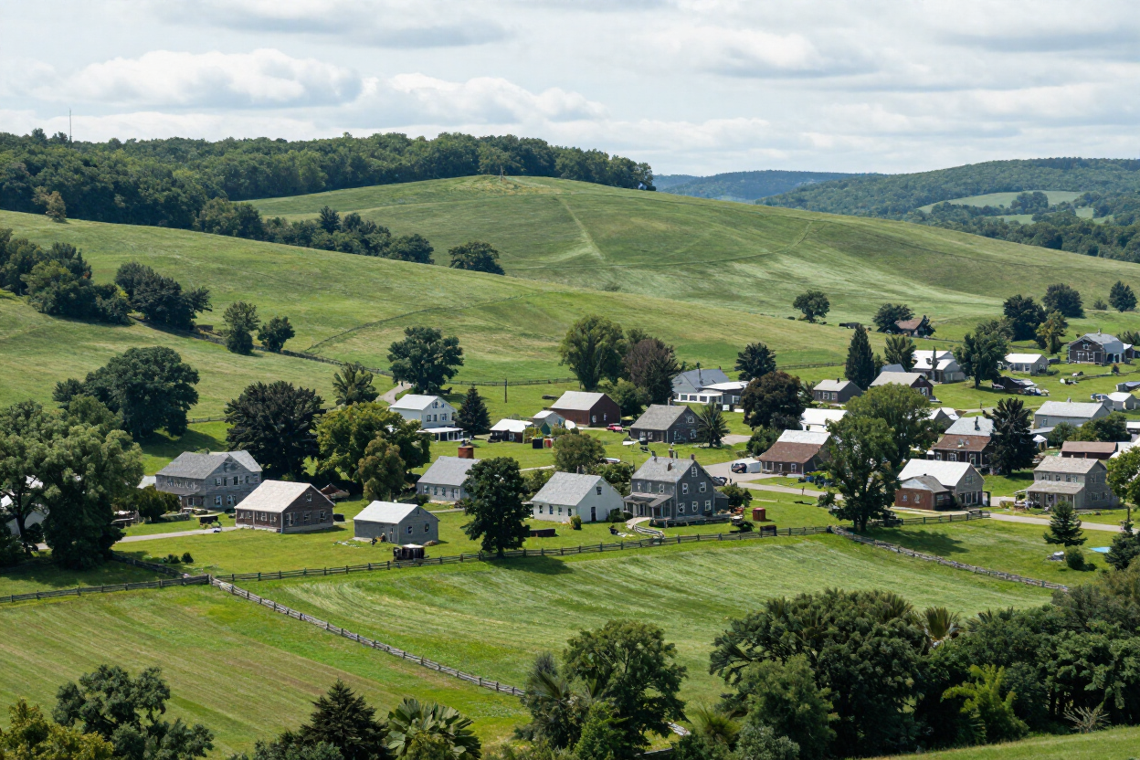 Aerial view of Franklin, Vermont and surrounding countryside