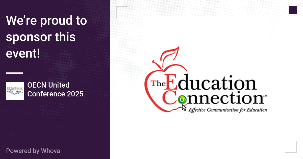 The Education Connection logo on a purple banner sponsoring the OECN United Conference 2024.
