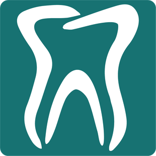 A white tooth is on a green background