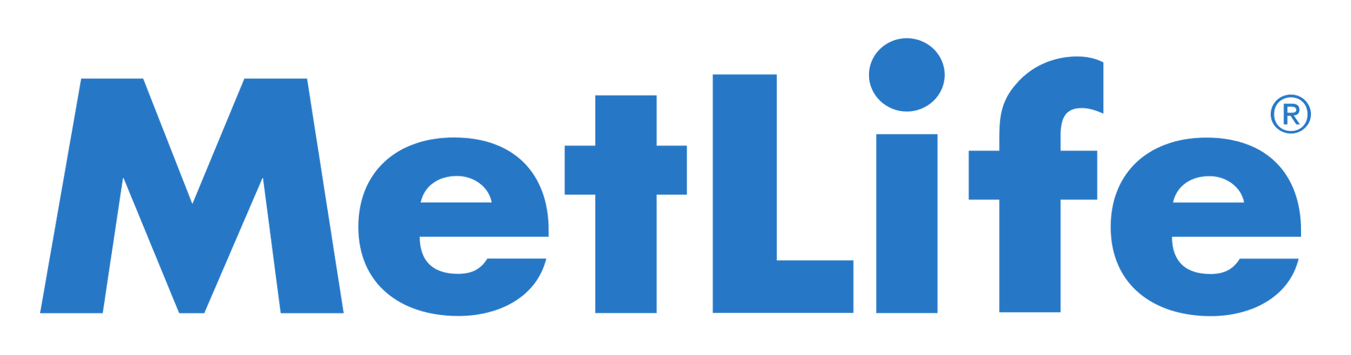 A blue metlife logo on a white background