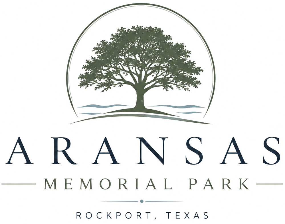 Aransas Memorial Park logo with a tree and Rockport, Texas text