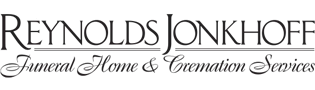 Reynolds Jonkhoff Funeral Home & Cremation Services logo in black and white.