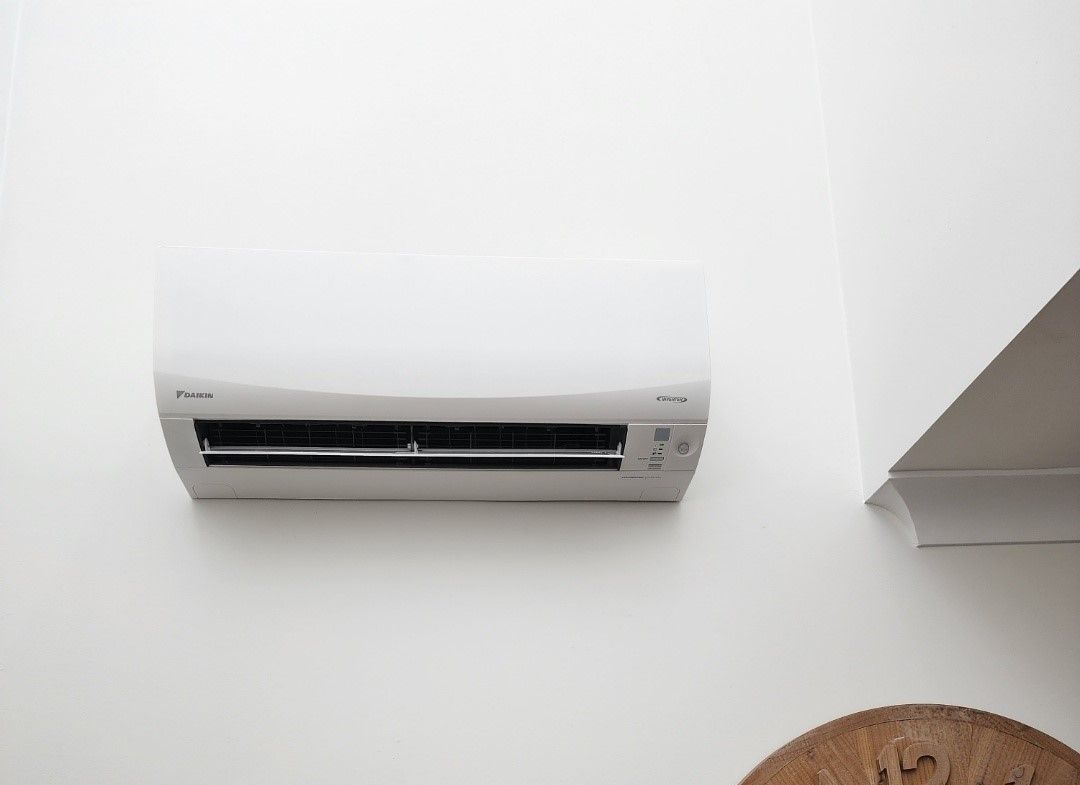 A Daikin single split system air conditioning unit installed in a home.