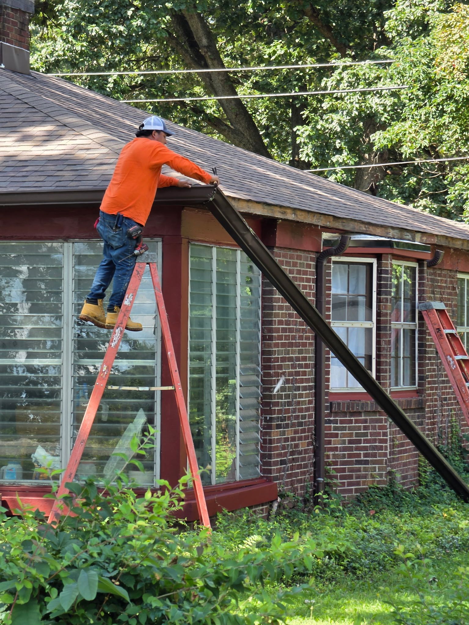 Gutter work at the Broad Ripple home.