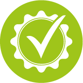 A green circle with a white check mark inside of it.