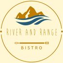 River and Range Bistro logo with mountains, flowing river, and gold circular border