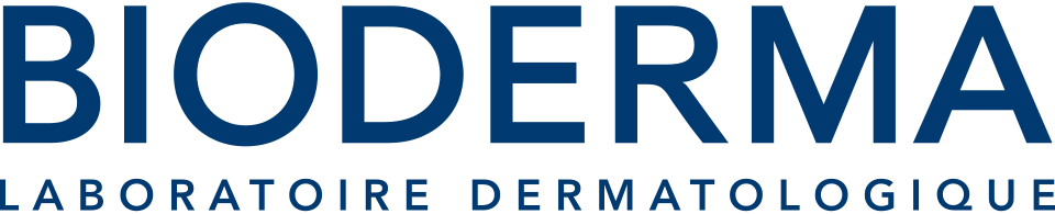 BIODERMA-Logo mit blauer und schwarzer Schrift auf weißem Hintergrund