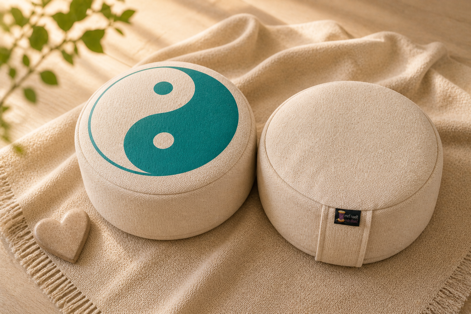 Meditatiekussen handgemaakt door Met naelt ende draed in rustige kleuren voor comfortabel zitten