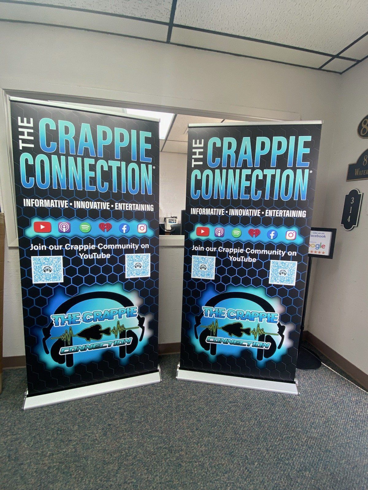 Two identical vertical banners for