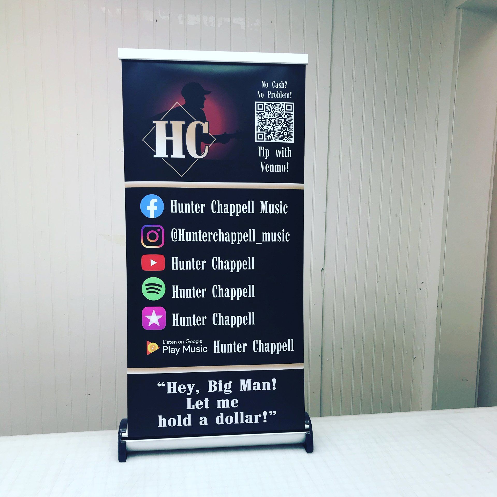 A vertical pop-up banner for 