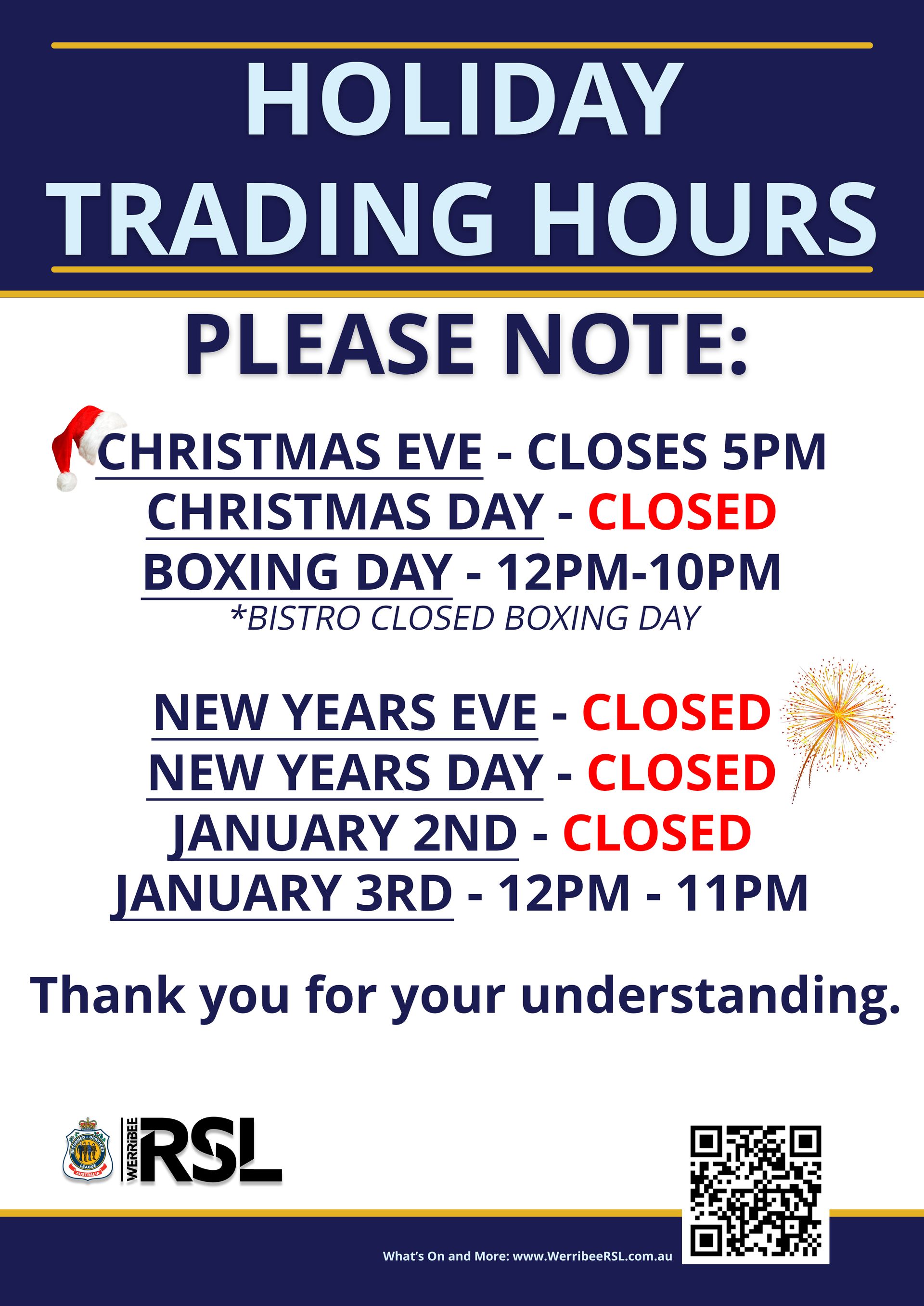 Holiday Trading Hours