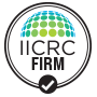 IICRC Certified Firm logo featuring a stylized green and blue sphere above the text 