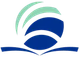 A circular emblem with a blue banner reading