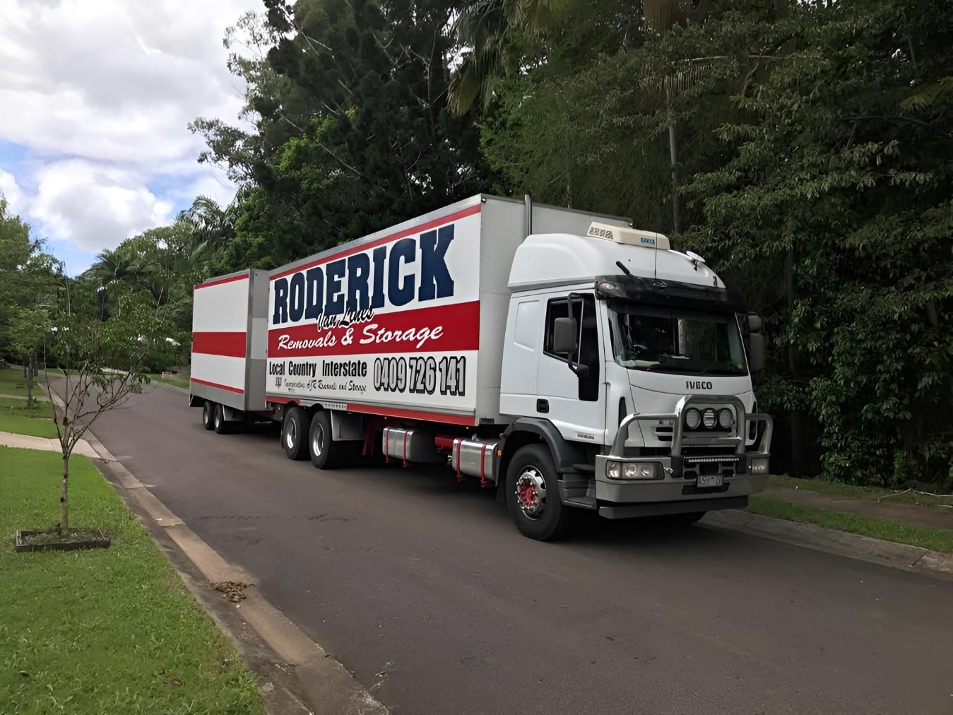 A Truck With the Word Roderick on the Side of It — Roderick Removals & Van Lines In Tannum Sands, QLD