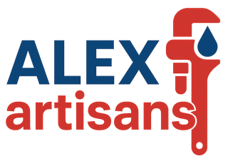 Un logo pour Alex Artisans avec une clé et une goutte d'eau.
