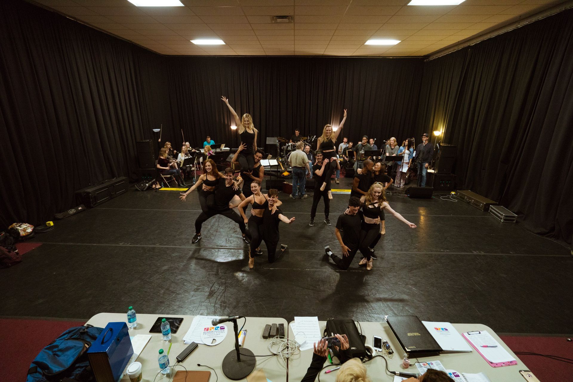 Dancers rehearsing musical performance