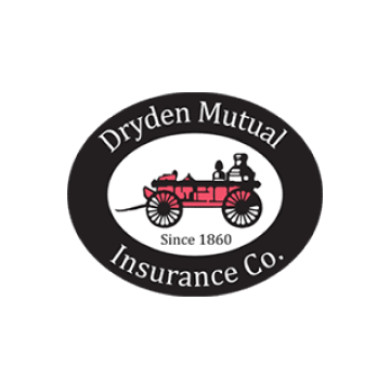 Dryden Mutual Insurance Co. logo with a red vintage car and “Since 1860” text