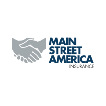 Main Street America Insurance logo with gray handshake icon and blue text