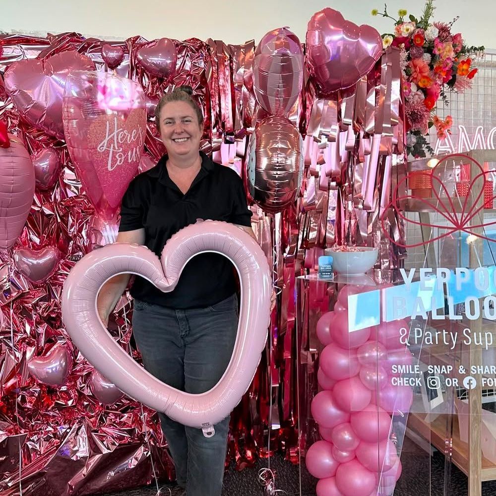 A Bunch of Pink and White Heart Shaped Balloons — Yeppoon Balloons & Party Supplies in Yeppoon, QLD
