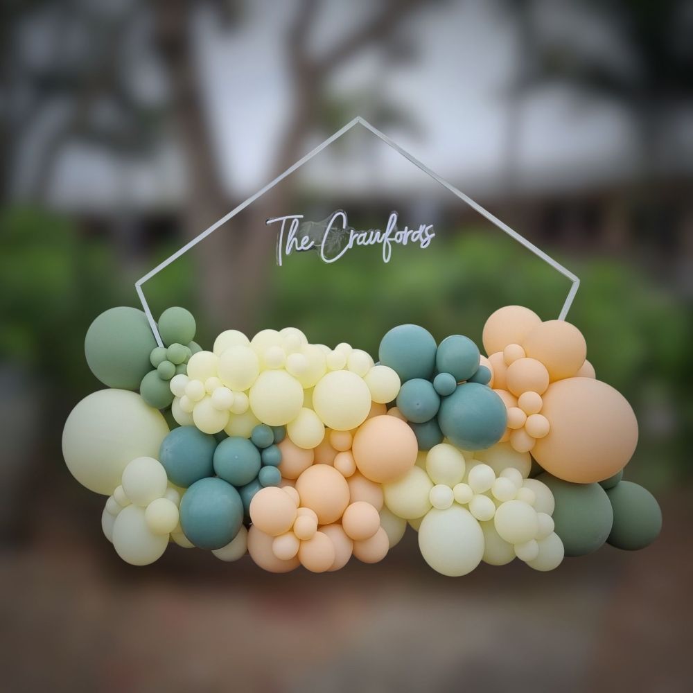A Bunch of Balloons Are Hanging on a Wall With a Sign That Says