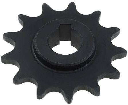 Black sprocket gear with 12 teeth and a square center hole.