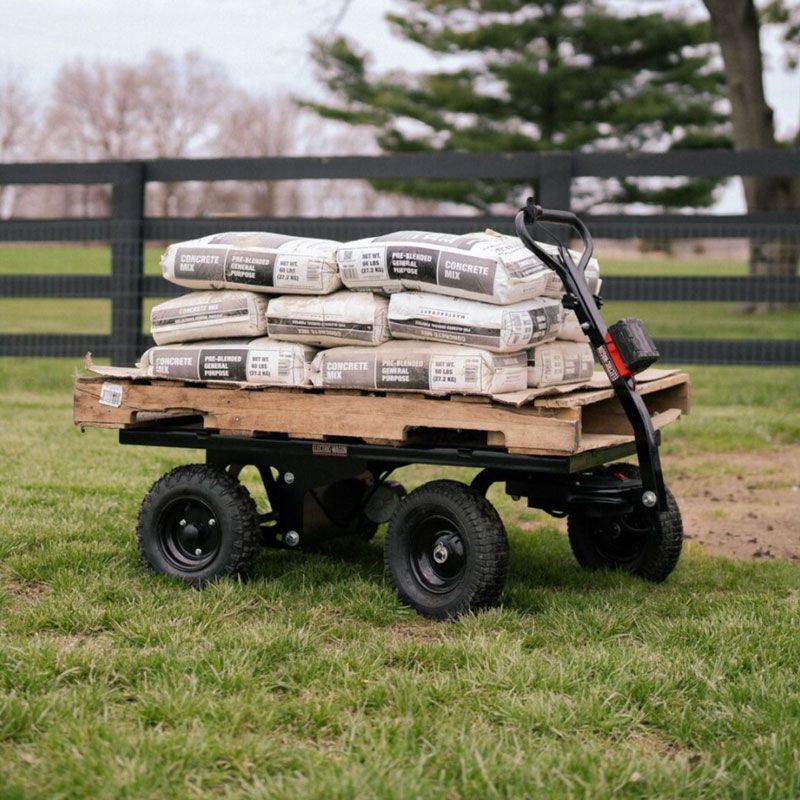 powered wagon for yard cleanup and debris hauling