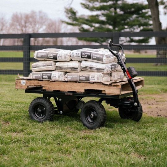 powered wagon for yard cleanup and debris hauling