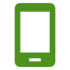 Une icône de téléphone portable verte avec un écran blanc sur fond blanc.