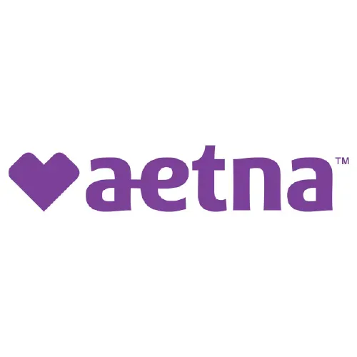 Aetna logo: purple heart symbol next to the word