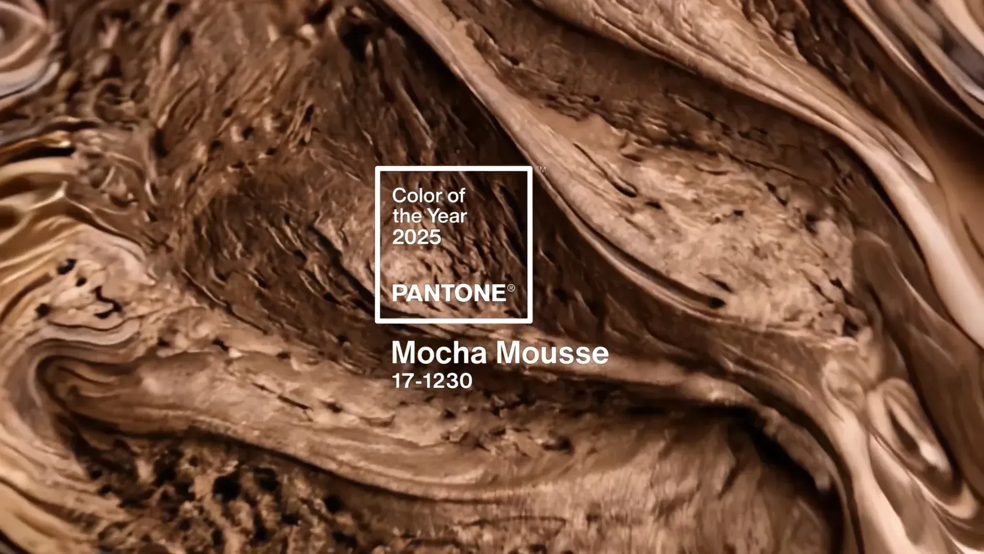 A close up of a chocolate mousse with the pantone color mocha mousse
