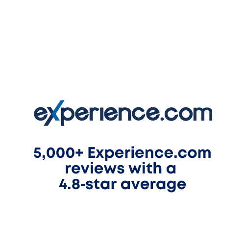 Experience.com logo with text: “5,000+ reviews with a 4.8-star average”