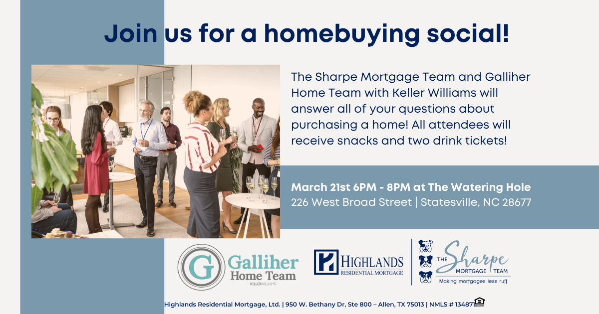 A poster that says join us for a homebuying social