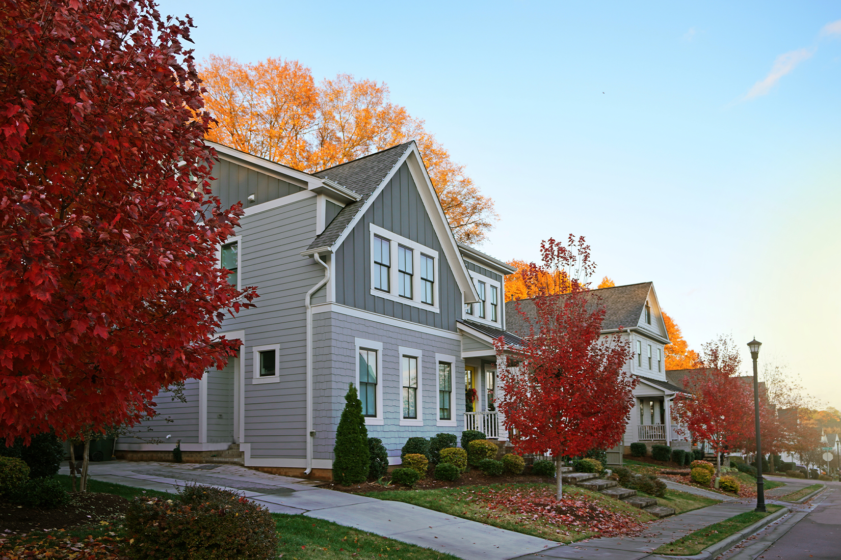 Beautiful North Carolina home in autumn perfect for fall refinancing