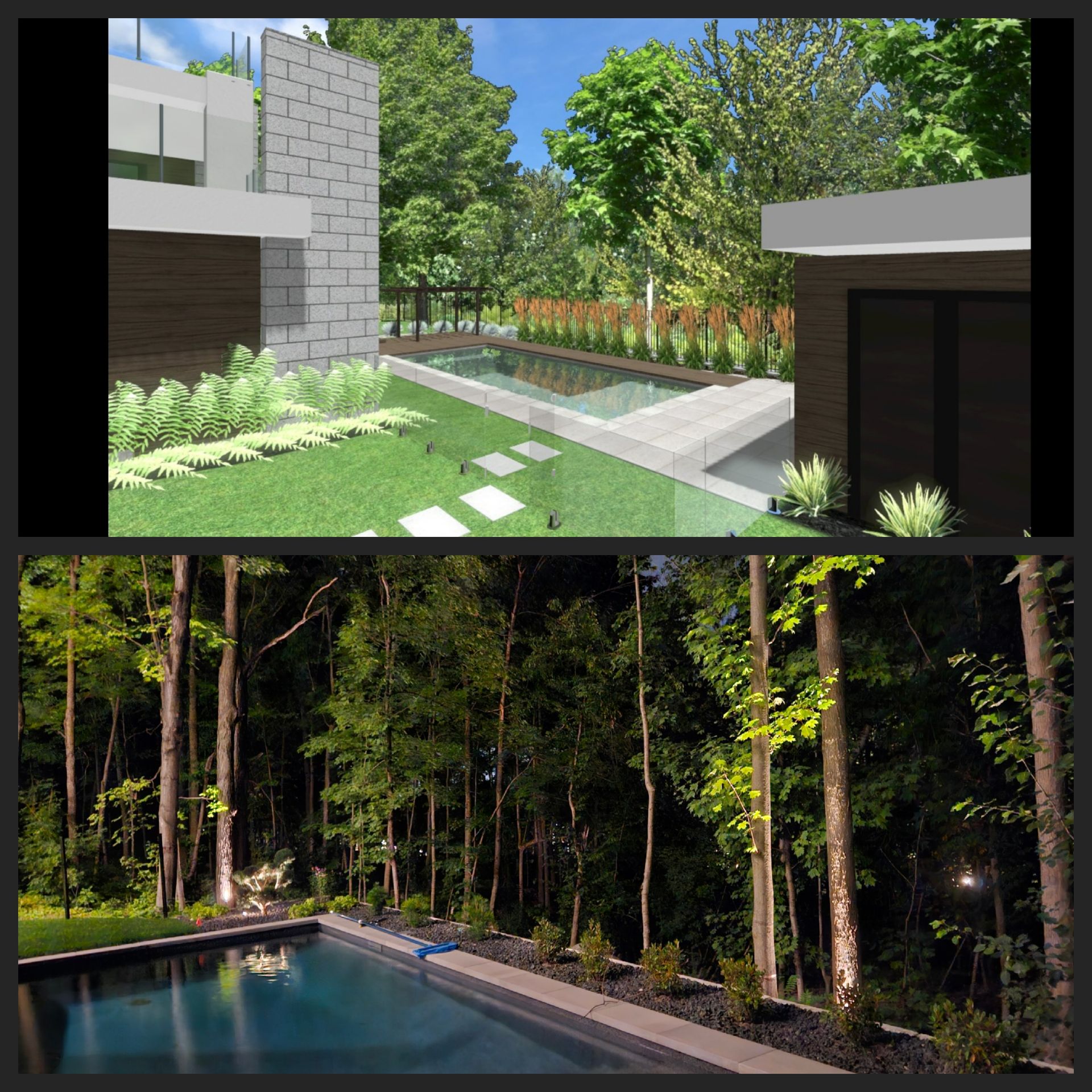 An artist 's impression of a house with a swimming pool